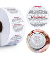 Candle warning stickers small size