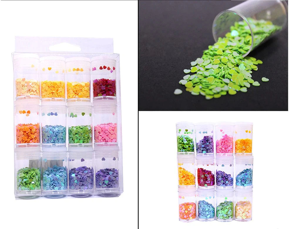 rainbow heart glitter set