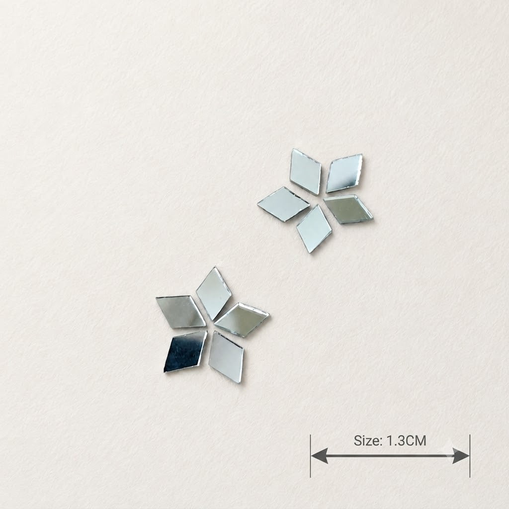 Diamond Mirror Pieces 1.3 cm | Rhombus Shaped Glass Mirrors for Lippan Art, Mandala, Resin & DIY Craft