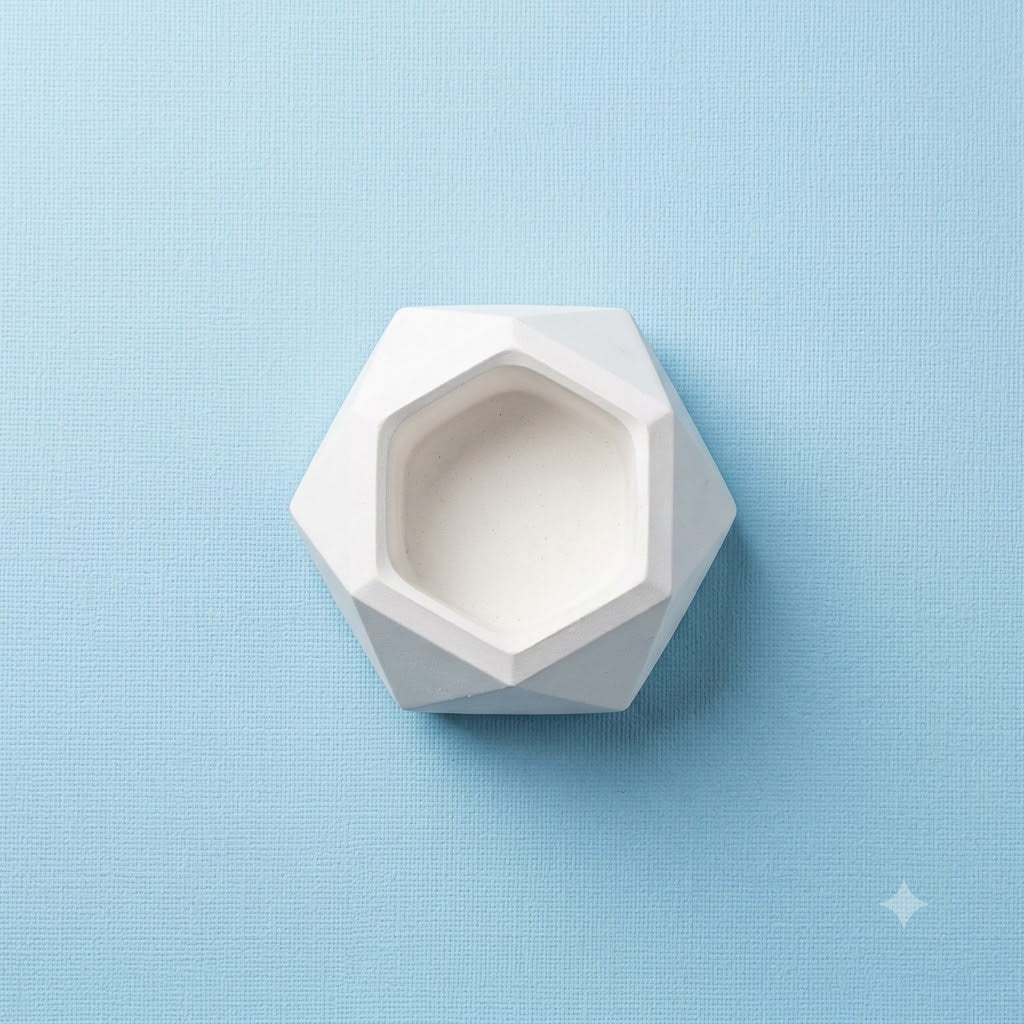 Geometric Concrete Planter – Hexagon Faceted Cement Pot for Succulents & Candles