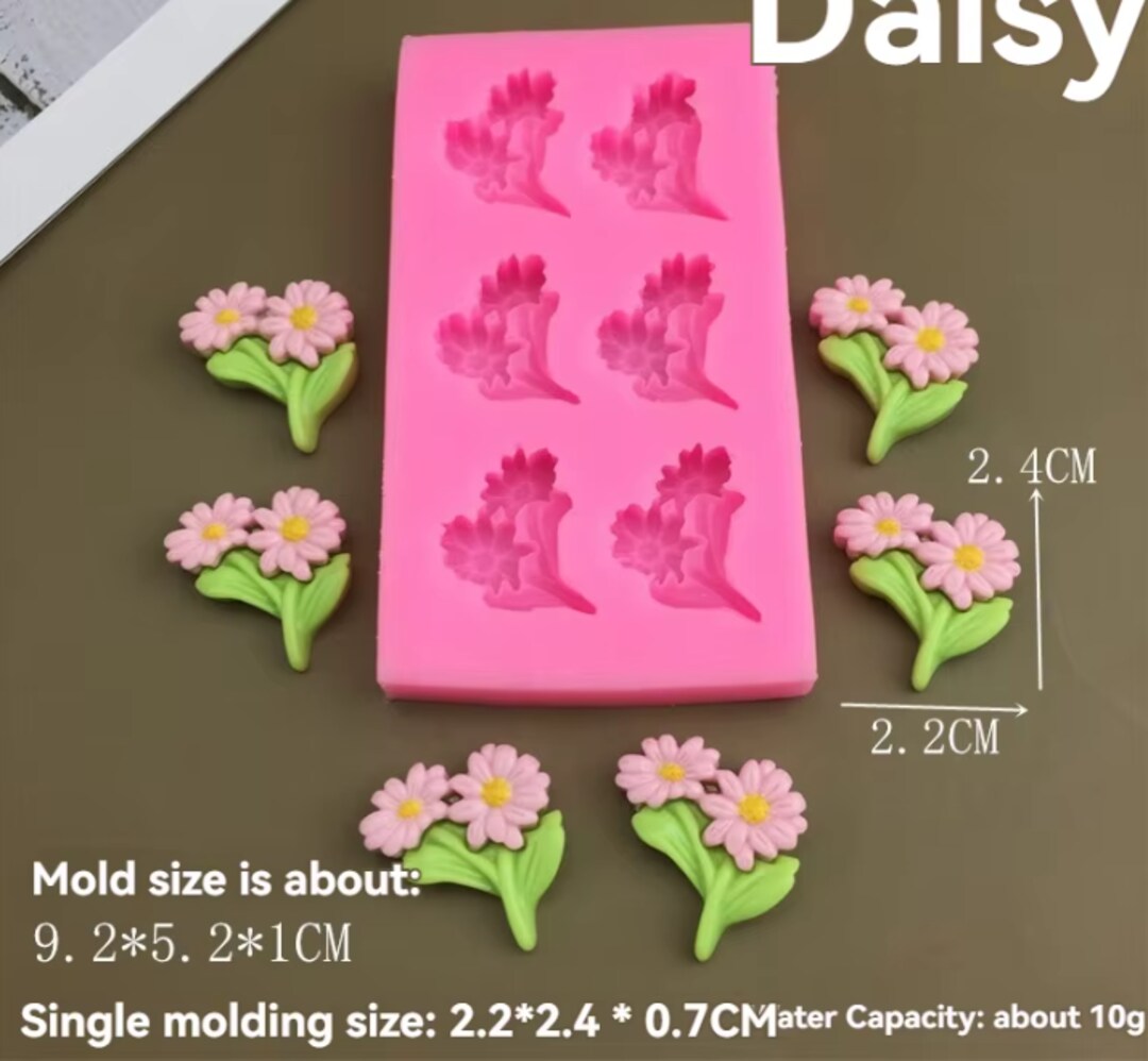 6 cavity mini daisy bouquet embed mould