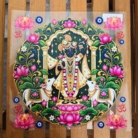 8 inch Vibrant Shrinathji Lord Krishna DTF Transfer Sticker | Pichwai Art Divine Hindu Deity Decal with Lotuses & Cows