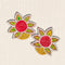 Beaded Flower Patch Set of 2 – Handmade Seed Bead Applique with Red Centre for Rakhi, Thali & Craft Making