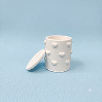 Concrete Heart Jar with Lid – Handmade Cement Candle Jar & Trinket Container