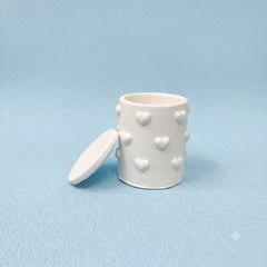 Concrete Heart Jar with Lid – Handmade Cement Candle Jar & Trinket Container