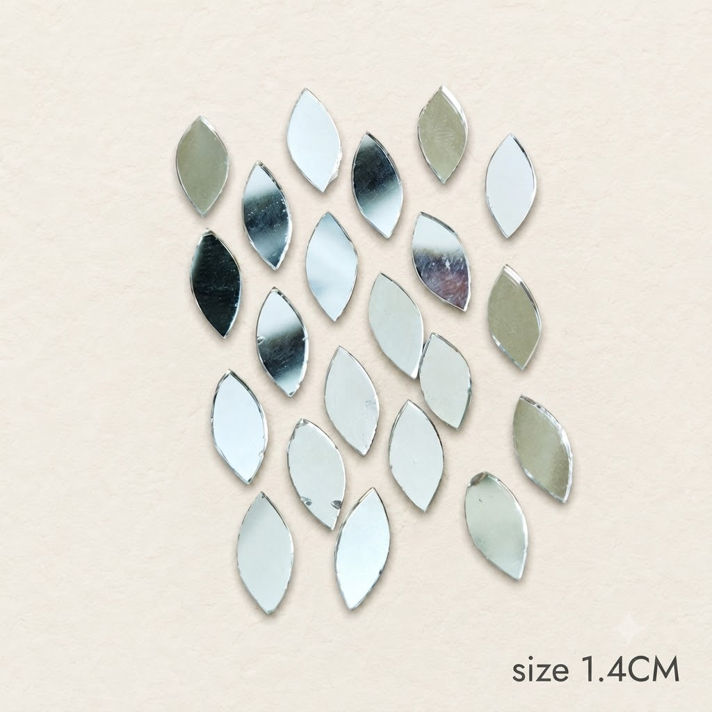 Petal Mirror Pieces 1.4 cm | Leaf Shaped Glass Mirrors for Lippan Art, Mandala, Resin & DIY Craft