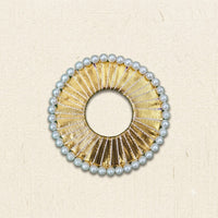 Gota Work Pearl Ring – Handmade Gold Pleated Ribbon Circle for Rakhi, Torana & Craft Making
