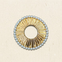 Gota Work Pearl Ring – Handmade Gold Pleated Ribbon Circle for Rakhi, Torana & Craft Making