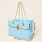 Sky Blue Mini Gift Bag with Gold Chain Handle | Quilted Paper Bag for Return Gifts, Wedding Favours & Hampers (15 x 10 x 10.5 cm)