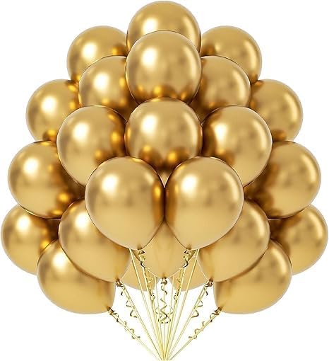 Golden metallic balloons for birthday party decoration with shiny premium latex finish