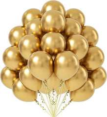 Golden metallic balloons for birthday party decoration with shiny premium latex finish