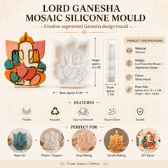 Ganesha Mosaic Silicone Mould – Approx. 6.5 × 6 × 2 CM