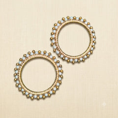 Gold Pearl Bordered Round Ring – Thread Wrapped Hoop Base for Jewellery, Torana & Craft (Pack of 2)