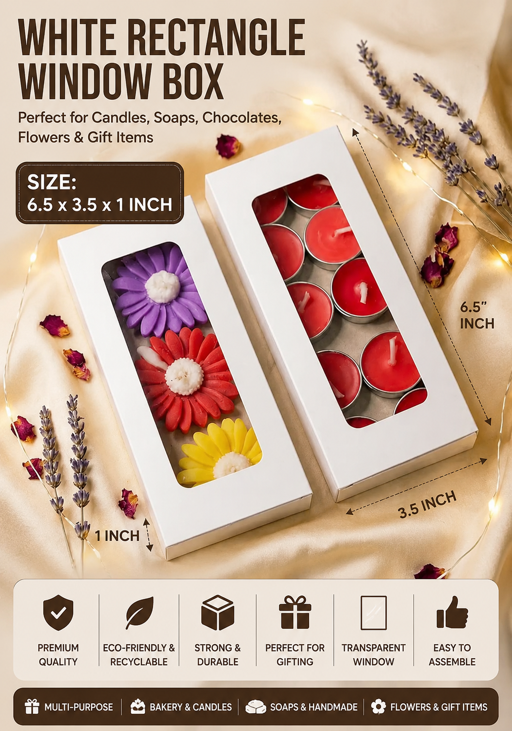 Tea light candle packing box with transparent window for scented candles, decorative candles, gift packaging and handmade candle sets