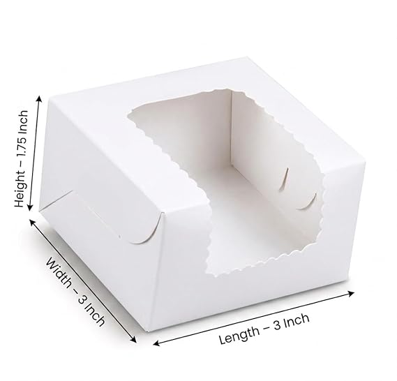 White single brownie packing box for bakery packaging, dessert boxes, chocolate brownies, cookies, mini cakes and gift packaging
