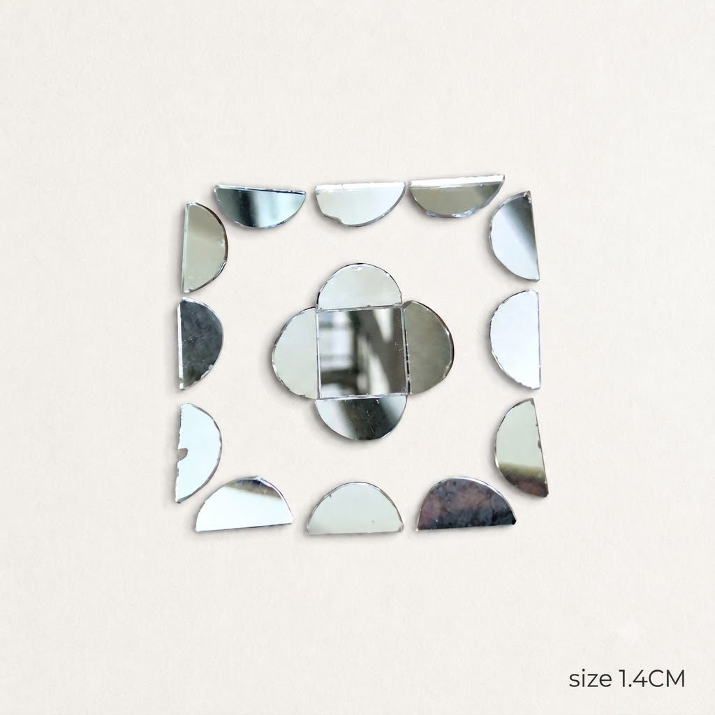 Half Moon Mirror Pieces 1.4 cm | Semicircle Glass Mirrors for Lippan Art, Mandala, Resin & DIY Craft