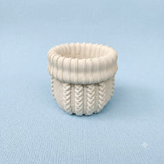 Concrete Cable Knit Planter – Handmade Cement Sweater Texture Pot for Succulents & Candles