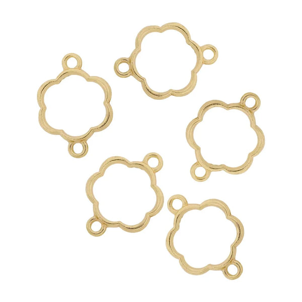 Golden Resin Rakhi Bezels(5 pcs) Flower Shape