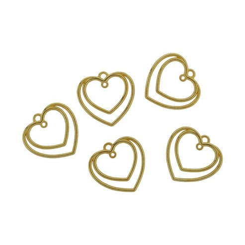 5 In 1 Golden Double Heart Bezels Set