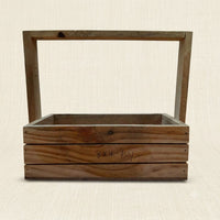 Rustic Wooden Crate Basket with Handle – 8 x 4 Inch Hamper Tray