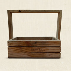 Rustic Wooden Crate Basket with Handle – 8 x 4 Inch Hamper Tray