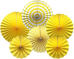 yellow party paper fans decoration set for birthday and event backdrop décor
