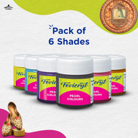 Fevicryl Acrylic Colours Pearl Kit | 6 Colours x 10 ml | DIY Paint, Rich Pigment | Multicolour & Multi-Surface | Non-Cracking Paint for Canvas, Wood, Leather, Earthenware, Metal