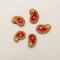 Red Paisley Motif Pack of 5 – Handmade Gold Bead & Stone Border Kairi Applique for Rakhi, Craft & Decor