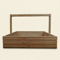 Natural Wood Slatted Basket with Handle for Hampers, Display & Storage – 12 x 12 Inch