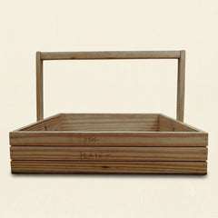 Natural Wood Slatted Basket with Handle for Hampers, Display & Storage – 12 x 12 Inch