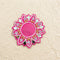 Pink Mandala Flower Patch – Handmade Beaded Applique with Mirror Work & Pearl Border for Rakhi, Thali & Hamper Decor