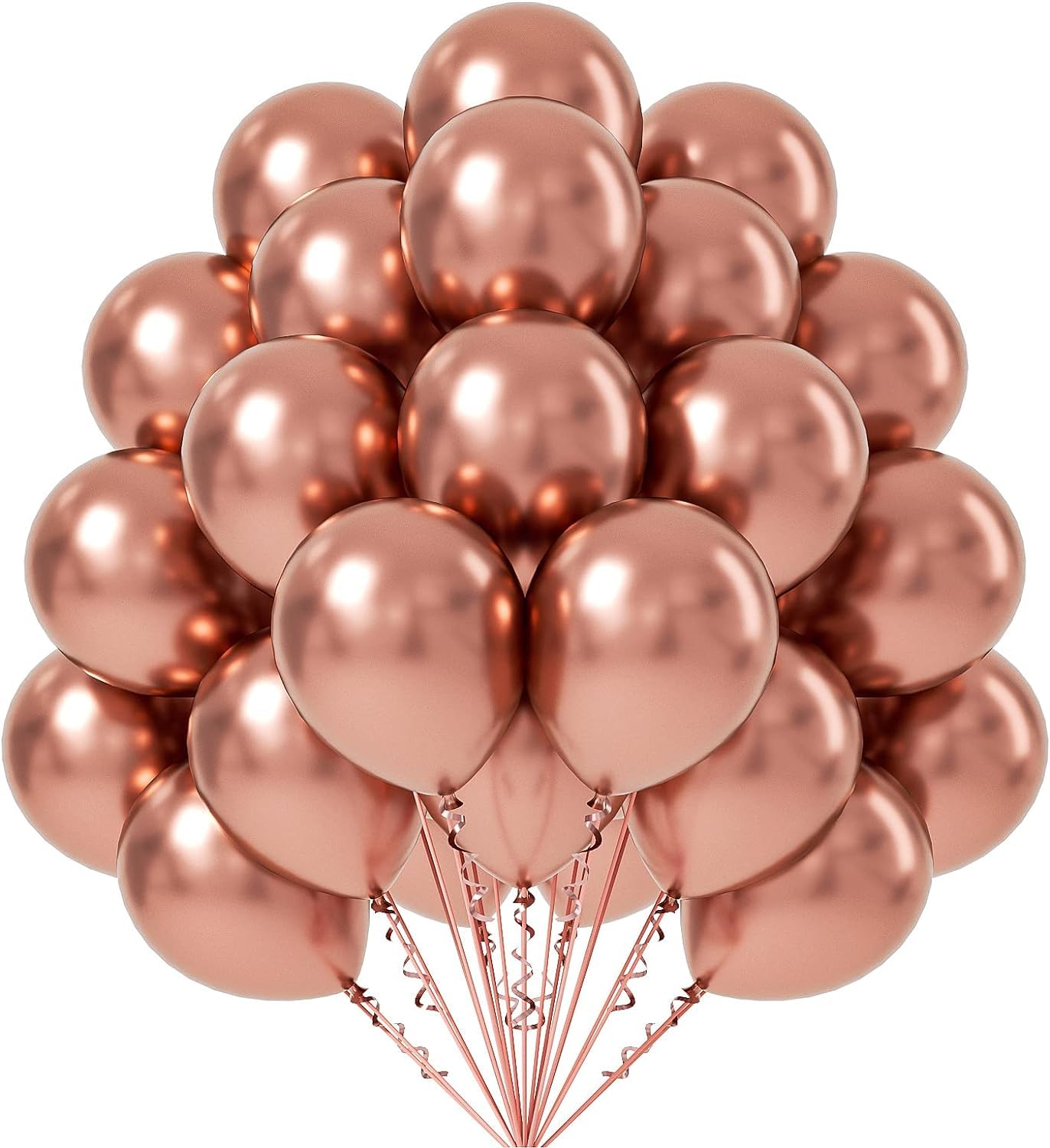 Rose red metallic balloons for birthday and party decoration with glossy premium latex finish
