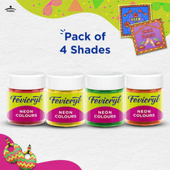 Fevicryl Neon Acrylic Colour Kit, 4 Shades, 15ml each | Vibrant And Colourful | DIY And Multi Surface Paints | Ideal For Beginners And Artists