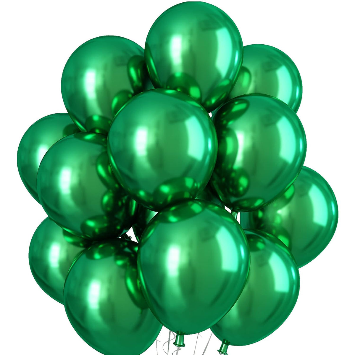 Green metallic balloons for birthday and party decoration with premium glossy latex finish