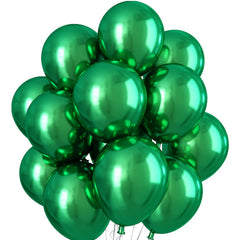 Green metallic balloons for birthday and party decoration with premium glossy latex finish