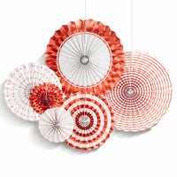 Party Paper Fans (RED) Decoration Set for Birthday & Event Décor (set of 6 pc.)
