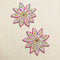 Pink Edge Pearl Star Flower Patch Set of 2 – Handmade Zari & Bead Work Applique for Dupatta, Blouse & Craft