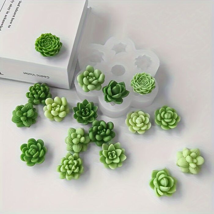 7 cavity succulent different shape flower candle mould