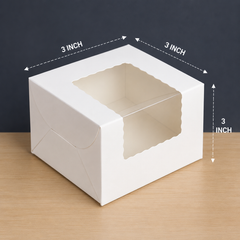 White packing box with transparent window for gift packaging, candles, soaps, chocolates, bakery products, handmade crafts and retail display
