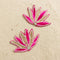 Pink Beaded Lotus Patch Set of 2 – Handmade Pearl & Zari Embroidered Applique for Dupatta, Blouse & Craft