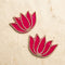 Pink Velvet Lotus Patch Set of 2 – Handmade Crystal Stone Chain Applique for Dupatta, Blouse & Craft