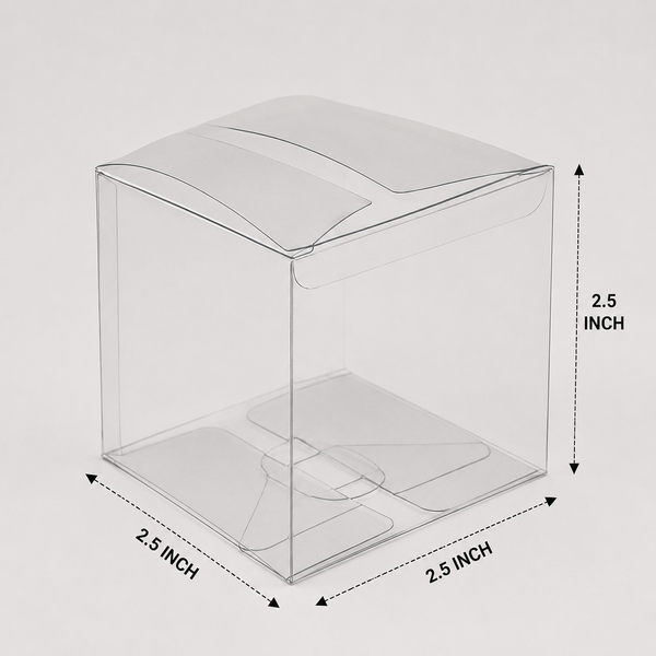 Transparent PVC packing box small square 2.5x2.5 inch for candles, chocolates, soaps, handmade crafts, jewelry and gift packaging