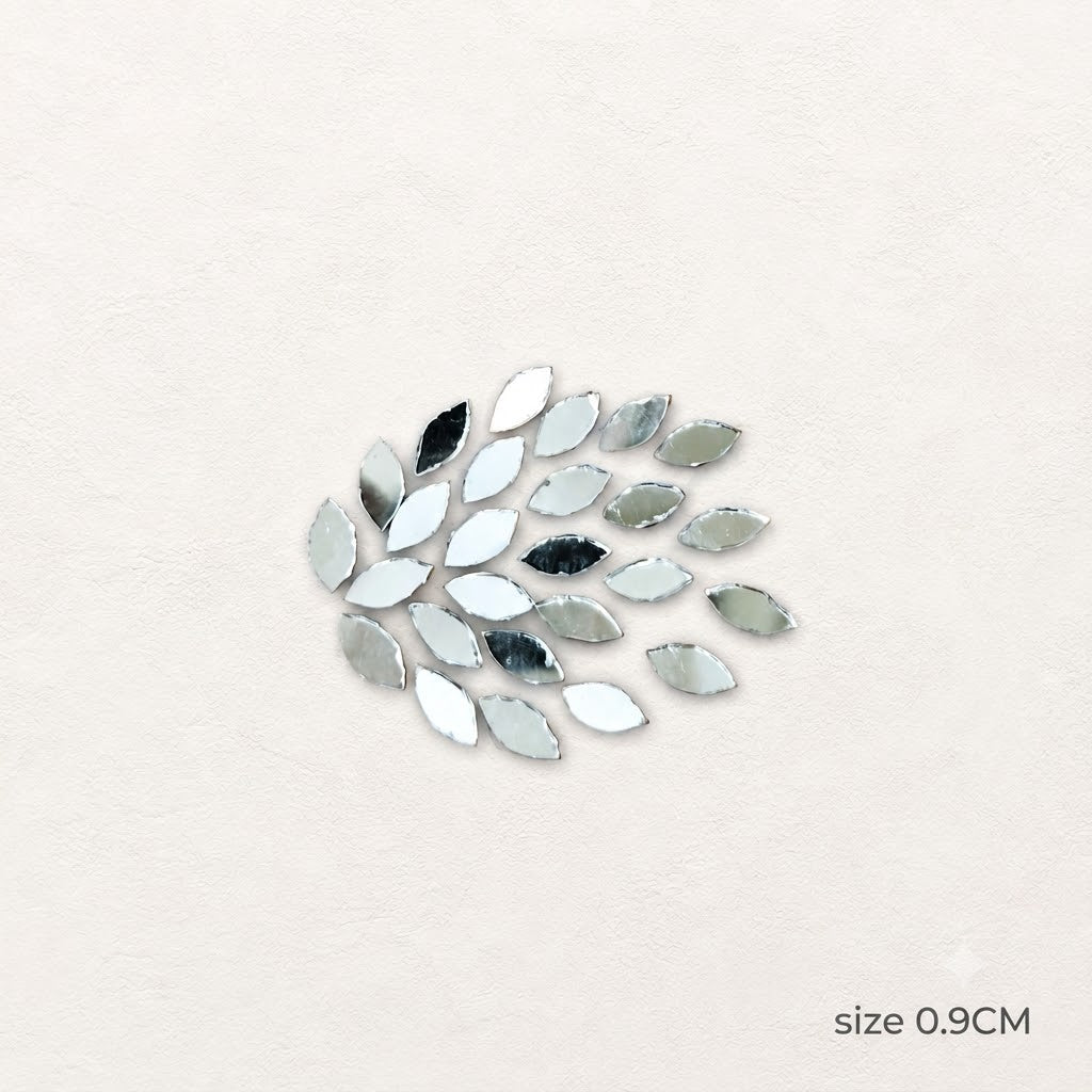 Petal Mirror Pieces 0.9 cm | Leaf Shaped Glass Mirrors for Resin Art, Lippan Art, Jewellery & DIY Craft