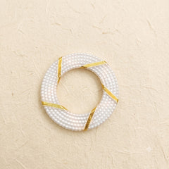 White Pearl Wrapped Ring – Gold Ribbon Accent Hoop Base for Jewellery, Hampers & Decor
