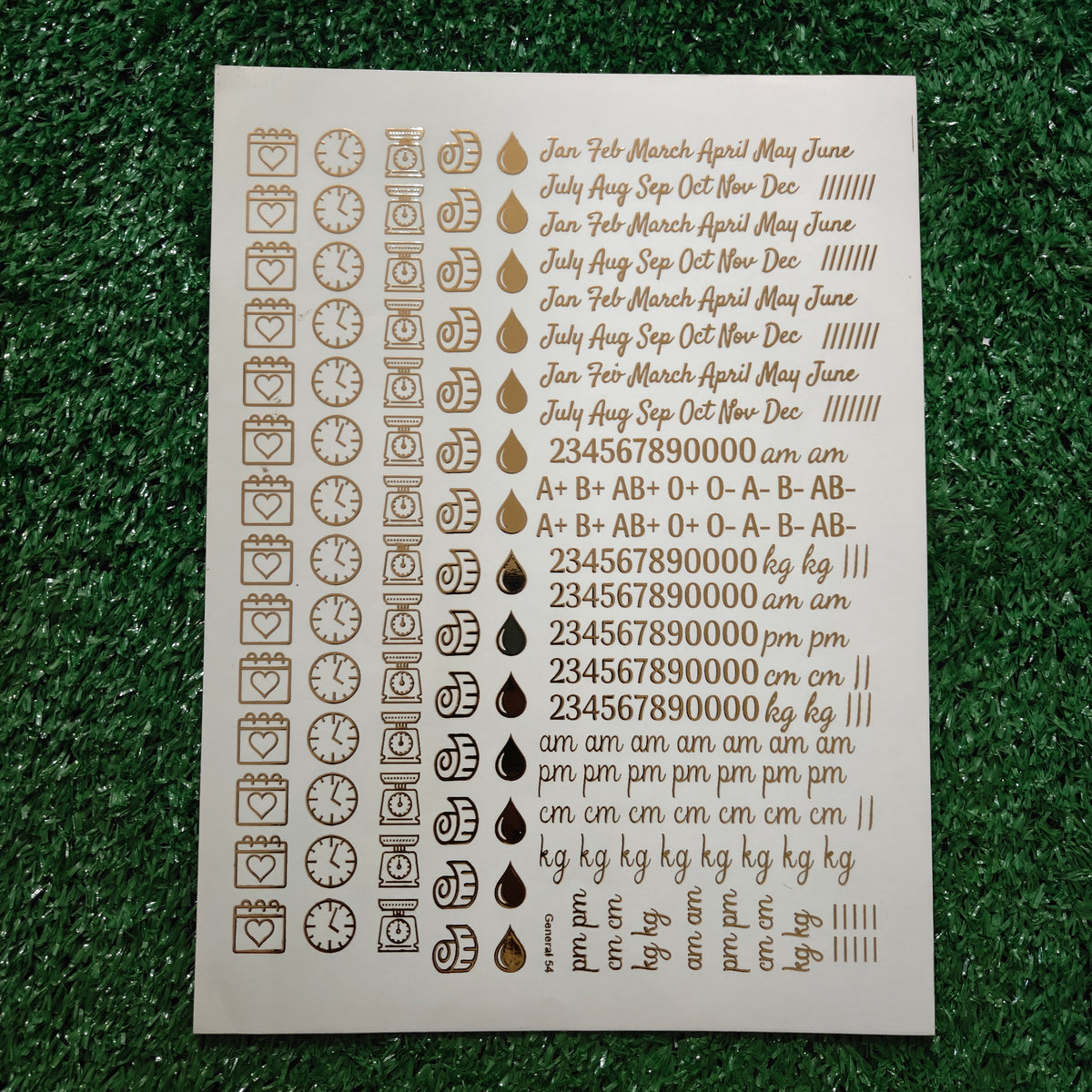 BABY BIRTH DETAILS A4 EMBOSS STICKER SHEET