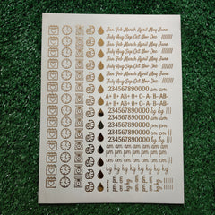 BABY BIRTH DETAILS A4 EMBOSS STICKER SHEET
