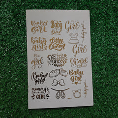 BABY GIRL A5 EMBOSS STICKER SHEET