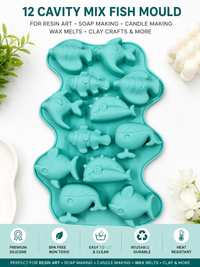 12 Cavity Mix Fish Silicone Mould