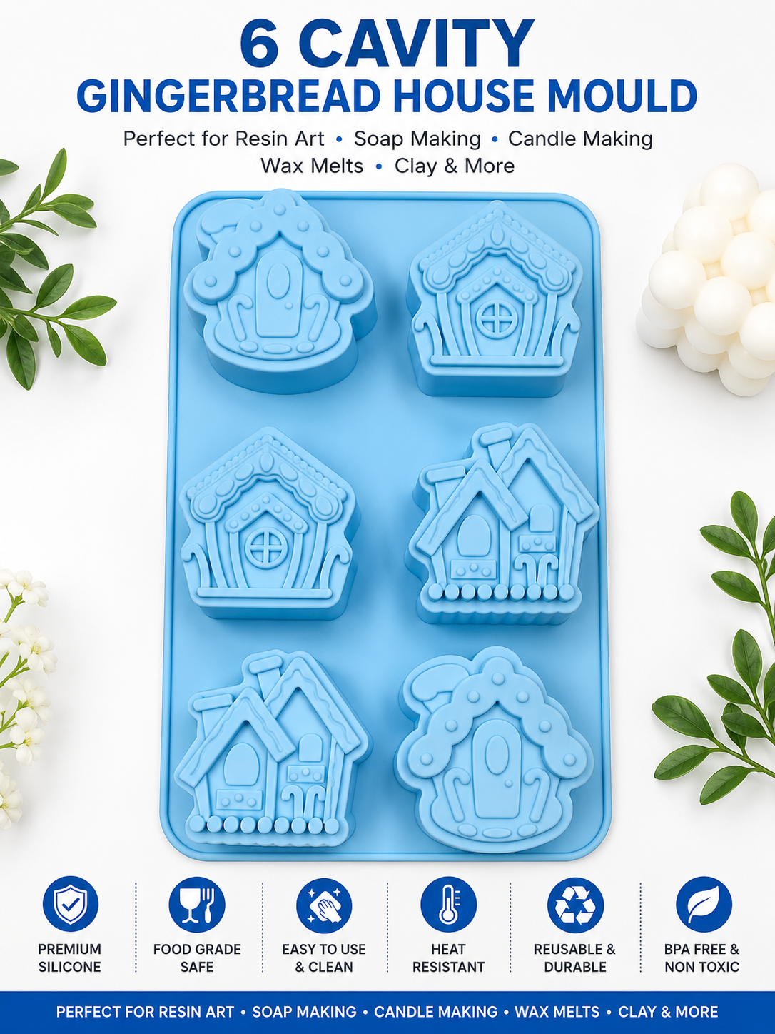 6 Cavity House Silicone Mould