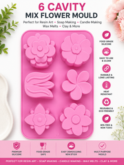 6 Cavity DIY Mix Flower Silicone Mould